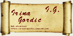 Irina Gordić vizit kartica